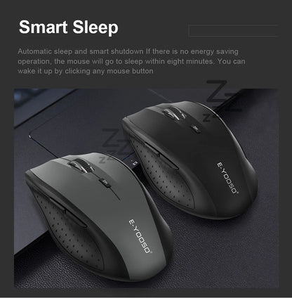 Rato E-YOOSO E-1010 USB 2.4G sem fios para gaming e escritório, 2400 DPI, ótico e ergonómico, para portátil, PC e computador
