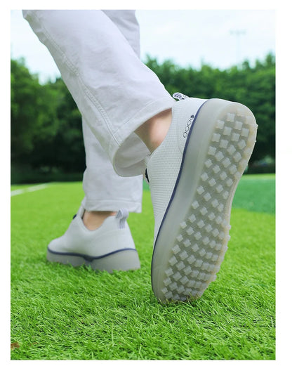 Couple Golf Shoes  Men's White Waterproof  Rotating buckle Fitness Spikeless Non slip Golf Golfer Training Golf Sneakers Women