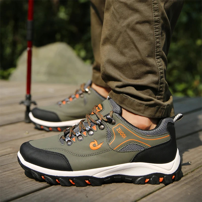 Autumn And Winter Models, Men's Waterproof Hiking Shoes, Outdoor PU Leather Sports Shoes, Wear-Resistant,  Walking, Tactical