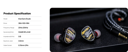 Linsoul Kiwi Ears Étude HiFi IEM Earphones Beryllium DD + 3BA Hybrid Wired Earbuds with KVT Vibration Transducer Precision Tuning