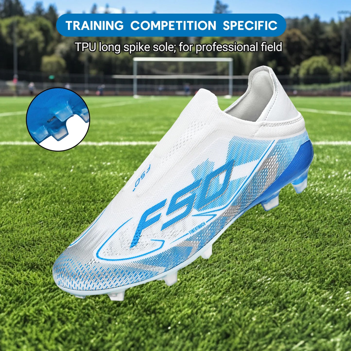Anti-slip AG/FG Soccer Boots，TPU Shock Absorption Sole，Durable PU Fabric Upper，Teenager Boys Girls Professional Field Sneakers