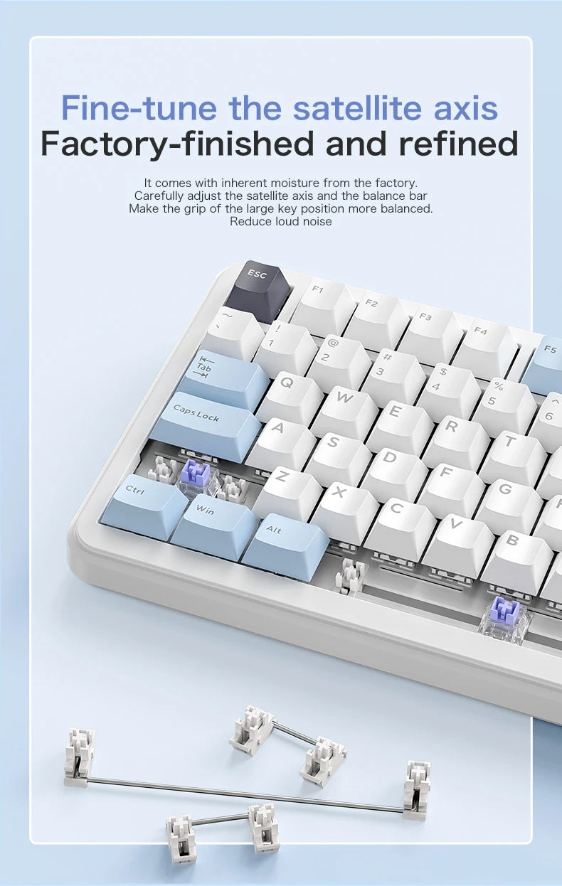 F75 Mechanical Keyboard FREEWOLF 81 Keys Layout Metal Knobs PBT Keycaps, Fully Hot-swappable Keys RGB Multi-color Backlighting