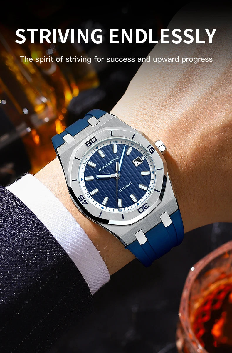 New Luxury Specht & Söhne Automatic Mechanical Watches Japan 8215 Movt Stainless Steel Watch Sapphire Crystal Waterproof 40MM