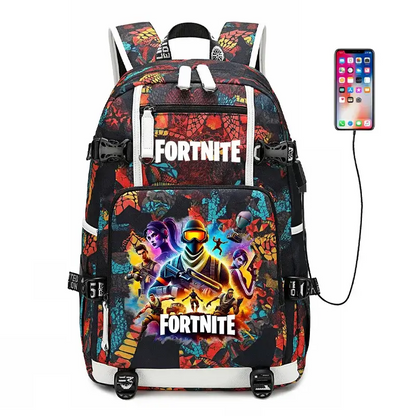 Fortnite-Print-Schülerrucksack für Jungen und Mädchen, Schulrucksack mit großem Fassungsvermögen, wasserdicht, leicht und strapazierfähig, Geburtstagsgeschenk