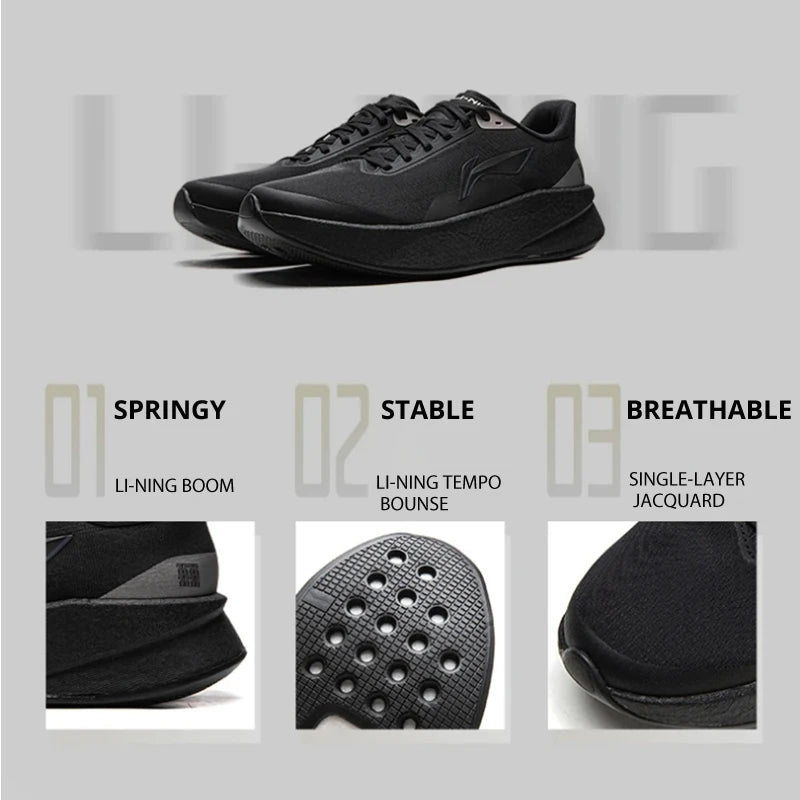 Li-Ning Men's CHAOYING Cushion Running Shoes BOOM Lightweight Springy TEMPO BOUNSE Soft LiNing Comfortable Sneakers ARBW007