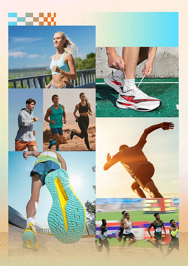 Men Running Shoes Carbon Board Specialty Marathon Sports Breathable Lightweight Women's Comfortable Nonskid Chunta Sneakers