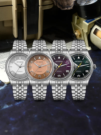 San Martin 39.5mm Retro Chinese Characters Indices Dial Men Pilot Watch YN55 100M Waterproof BGW-X1 Luminous SN0033C