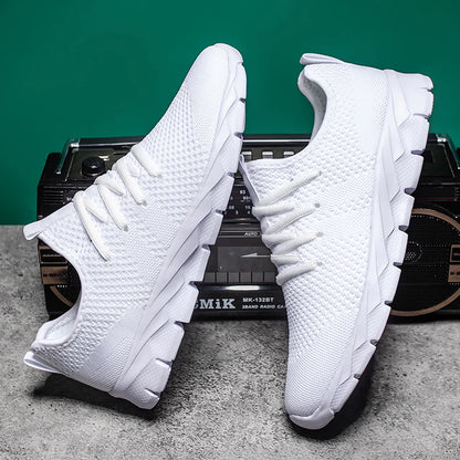 Men's shoes Four Seasons new plus size Flying weaving Lightweight Breathable Casual Sports Shoes Soft Sole Outdoor Running Shoes