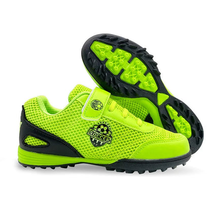 Boys' and Girls' TF Children's Football Shoes Hook and Loop Football Boots No Spikes Lacrosse Beginner Cricket Shoes Baseball Shoes