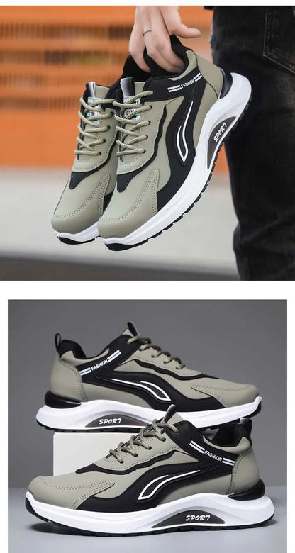 Men's Fashionable Korean Style Lace-Up Casual Running Shoes Comfortable Breathable Thick Bottom Sports Sneakers