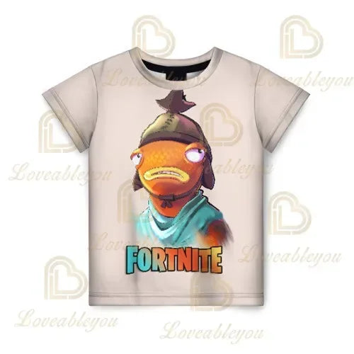 T-shirt de manga curta Fortnites com impressão 3D, estampado cartoon de jogo Battle Royale, roupa para adultos e crianças, T-shirt infantil estilo Harajuku