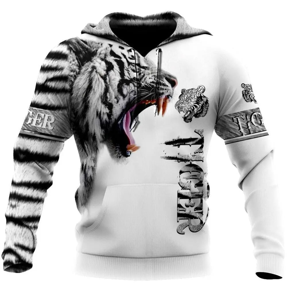 Fashion Autumn lion,wolf Hoodies White Tiger Skin 3D All Over Printed Mens Sweatshirt Unisex Pullover Casual Jacket