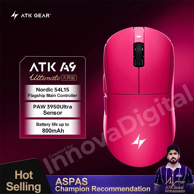 ATK Dragonfly A9 Ultimate bezdrátová herní myš A9 Air PAW3950 ultralehká ergonomická e-sportovní myš pro hráče FPS CSGO A9 Ultra