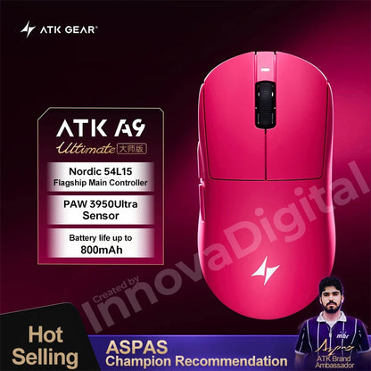 ATK Dragonfly A9 Ultimate bezdrôtová herná myš A9 Air PAW3950 ultraľahká ergonomická e-športová myš pre hráčov FPS CSGO A9 Ultra