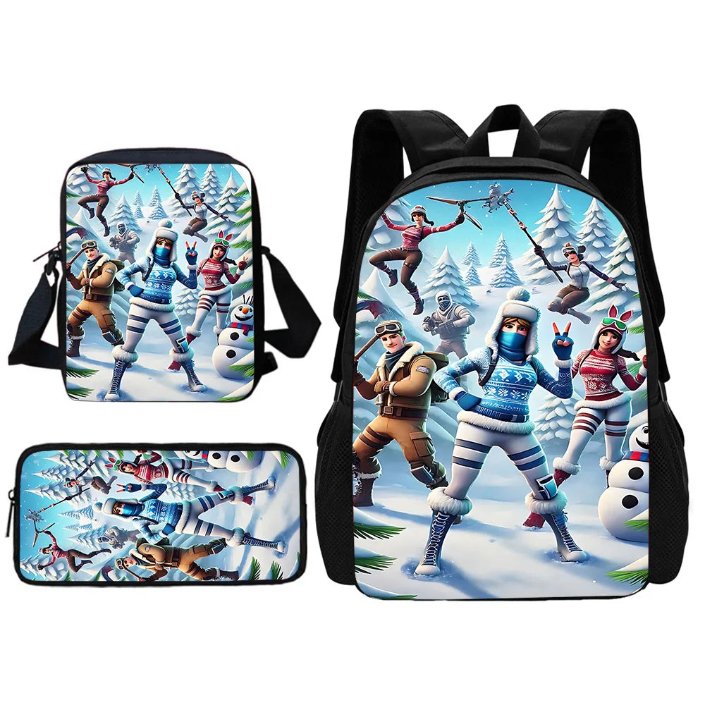 Hot Game Shooting Fortnites Child School Backpack With Shoulder Bag Pencil Bags School Bags for Boys Girls Best Gift