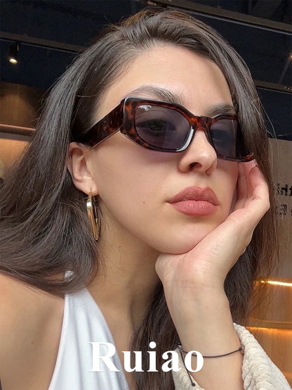 Ruiao 2026 new black classic retro designer branded concave irregular thick frame men women fashion sunglasses