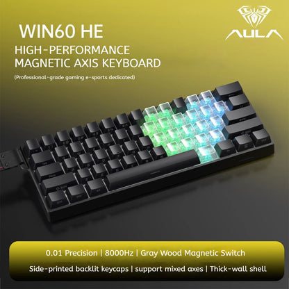 AULA WIN60 HE Magnetic Keyboard Wired Trigger 8K Return Esports Gamer Customize RGB Mechanical Gaming Keyboard