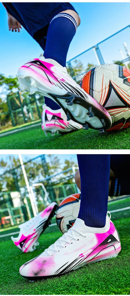 New Men Football Boots Match Soccer Shoes FG Ultralight Drop Shipping Training Shoes Cleats Outdoor Soccer Non-Slip Long Spikes