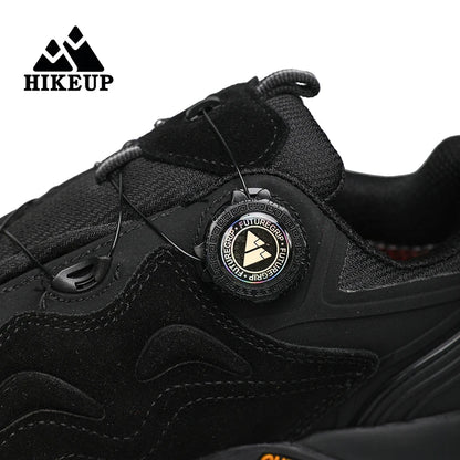 HIKEUP-Leather Shoes for Men, Outdoor Hiking Shoes, Tourist Trekking Sneakers, Mountain Climbing Trail Jogging Shoes, Turnbuckle
