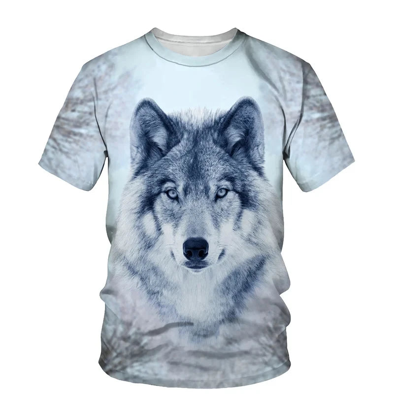 Animal Wolf Pattern 3D Print Men O-Neck Tshirt Fashion Tees Casual Short Sleeve Oversized Y2K Harajuku Unisex Clothing