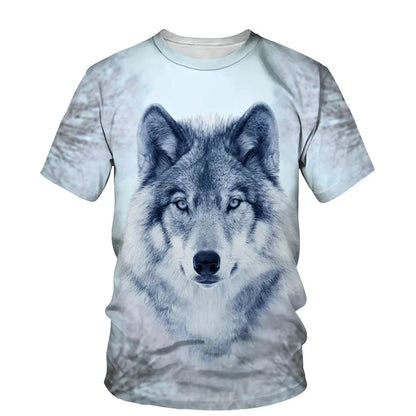 Animal Wolf Pattern 3D Print Men O-Neck Tshirt Fashion Tees Casual Short Sleeve Oversized Y2K Harajuku Unisex Clothing