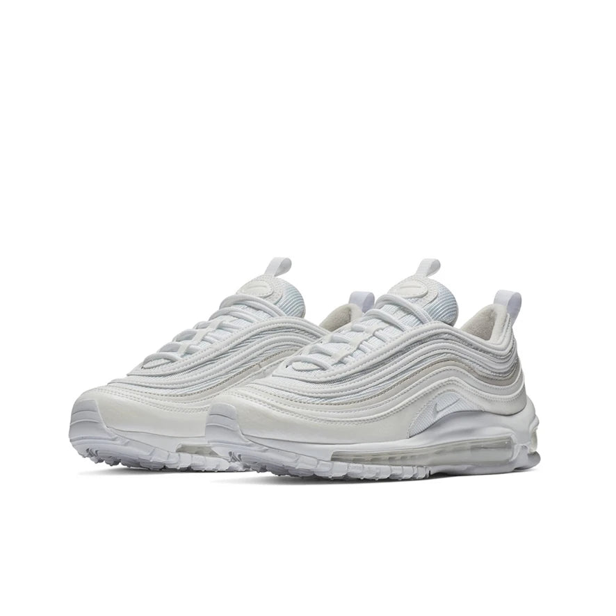 Nike Air Max 97 Running Shoes - Cushioning, Full-Length Breathable, Slip-Resistant, Durable, White-921826-101