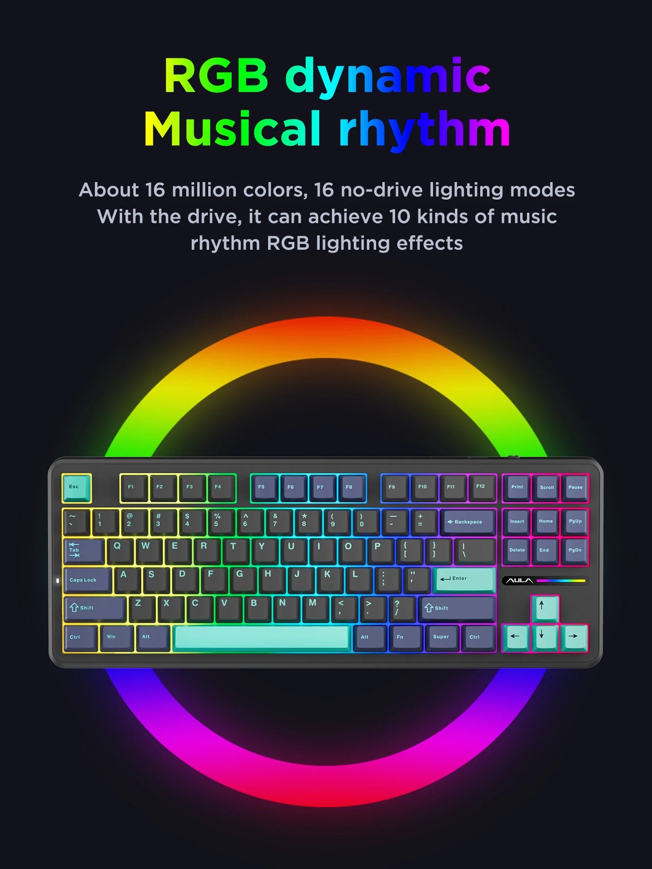 Original AULA F87 Pro Mechanical Keyboard Wireless USB Bluetooth Tri Mode 87 Key RGB PBT Gasket Laptop Gamer PC Gaming Keyboards