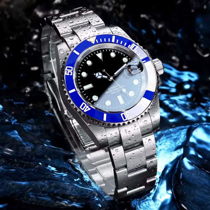 Relógio de Homem Automático Miyota8215 Impermeável 200m, Relógio de Mergulho 40mm com Movimento Mecânico, Luminoso, Bracelete Jubilee e Fecho Glide Lock