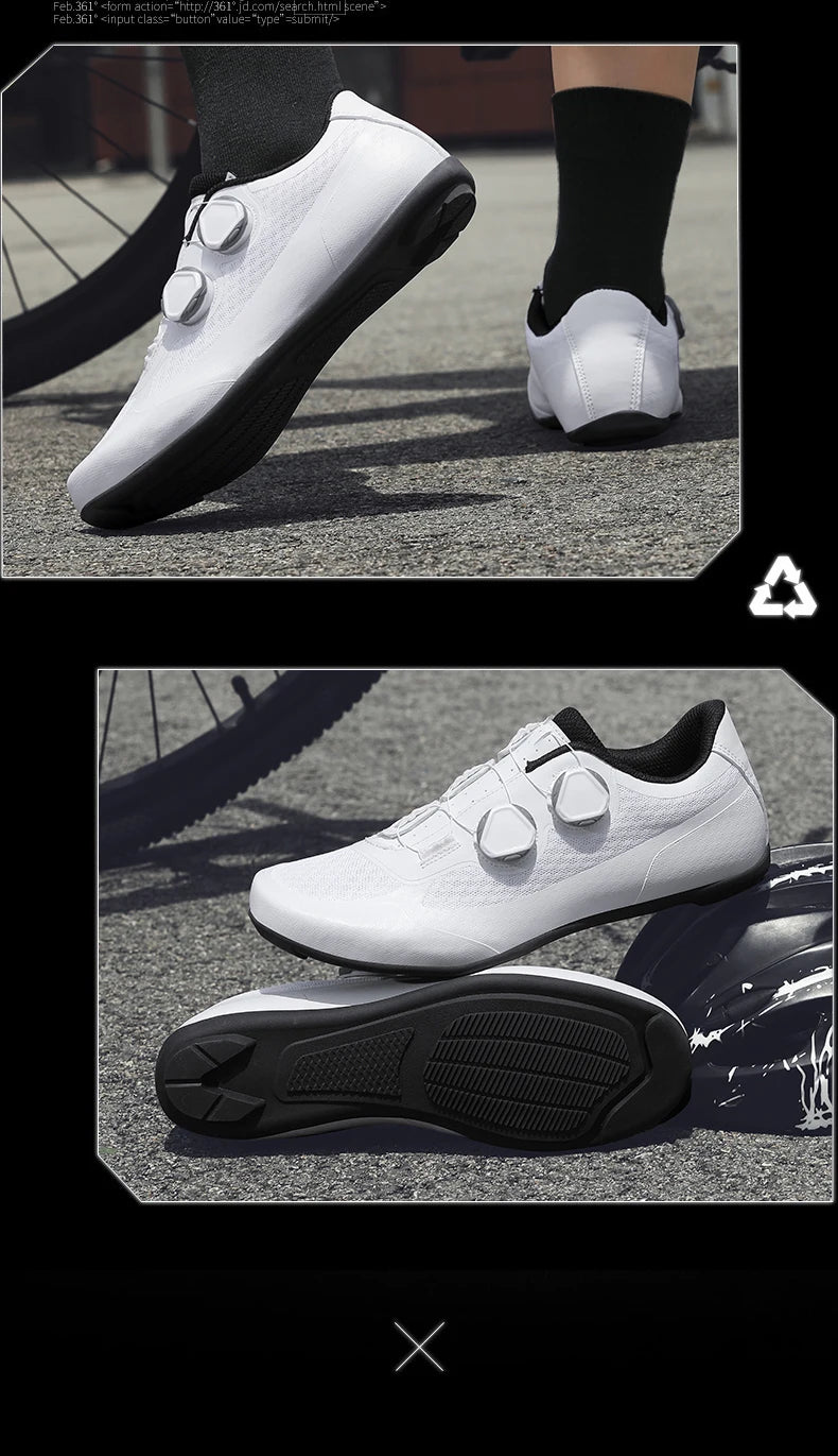Speed Cycling Sneaker Men's Road Cycling Shoes Cleat Shoes Spd Shoes Cycling Flat Pedal Shoes Man Bike Outdoor Footwear White