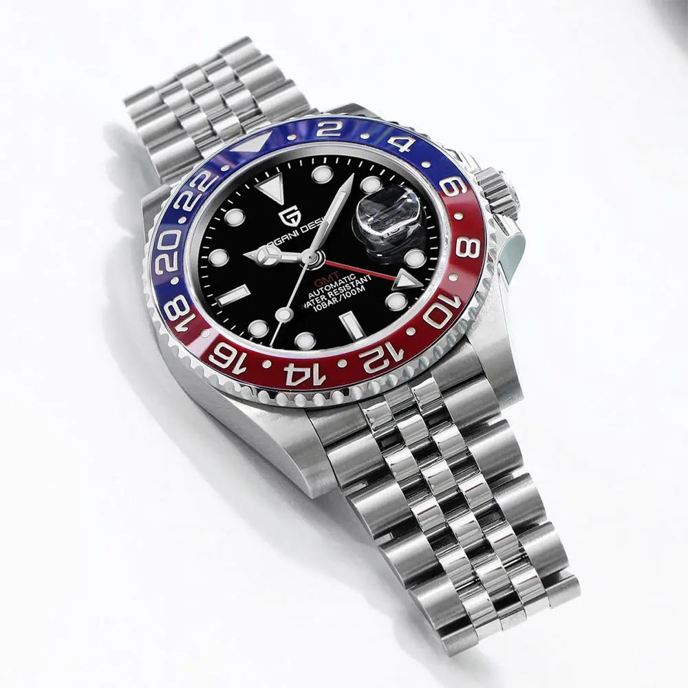 New PAGANI DESIGN Top Brand GMT Mens Wristwatch Sapphire Glass Automatic Men's Watch 100M Waterproof 40mm Men Mechanical Watches