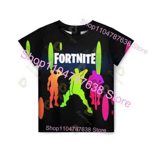 Conjunto Infantil 2 Peças F-Fortnited Victory 3D, T-shirt e Calções para Meninas e Meninos, Roupa Battle Royale, T-shirts Harajuku Hero