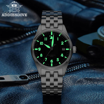 ADDIESDIVE Classic Men's Automatic Mechanical Watch 200m Water Resistant C3 Luminous 316L Stainless Steel Vintage Watch AD2519