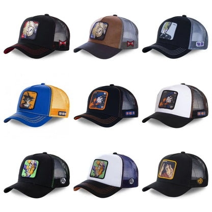 Dragon Ball Son Goku Cap Baseball Cap Summer Travel Peaked Cap Men's Embroidery Hip-Hop Sun Visor Adjustable Trucker Mesh Cap