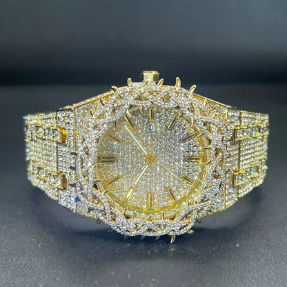 New Luxury Watch For Men Brand MISSFOX Hip Hop Lced Out Diamond Watches Fashion Hollow Out Quartz Clock 2026 Man Dropshipping