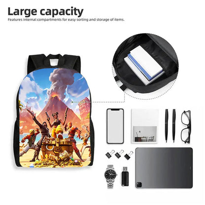 Conjunto de mochila infantil 3 peças, mala a tiracolo e estojo, mala FORTNITE com desenhos, leve para meninos e meninas dos 5 aos 10 anos, porta-chaves 3D impresso grátis