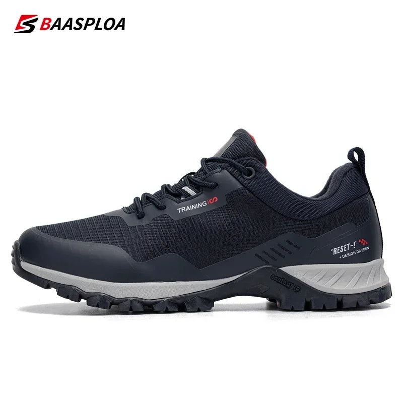 Baasploa Men's New Hiking Shoes Outdoor Waterproof Wear-Resistant Non-Slip Sneakers Male Casual Lightweight Lace-Up Walking Shoes