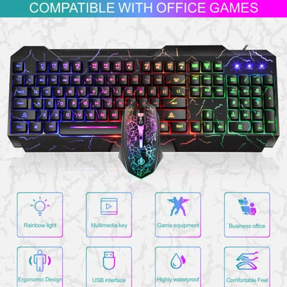Kabelgebundenes Gaming-Tastatur-und-Maus-Set für Desktop-PCs mit mechanischem Tippgefühl und LED-Hintergrundbeleuchtung