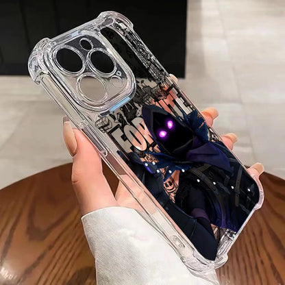 Capa de Telemóvel Fortnite para iPhone 17 16e 16 15 14 13 12 11 Mini Air Pro Max X XR XSMax 7 8 Plus, Transparente e Antiqueda