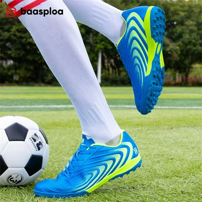 Baasploa Men Professional Soccer Shoes Outdoor Anti-Slip Training Sport Shoes Male Light Leather Football Boots Chuteira Campo