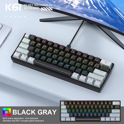61 Keys RGB Mechanical Keyboard Wired K61 Mini Keyboard 60% Portable Black, White, Red/Blue Switch for Gaming/Work