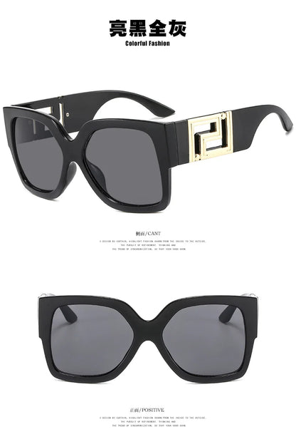 Light Luxury Square Large Frame Sunglasses With Hollow Temples, Personalized Catwalk Sunglasses, Women's Casual Sunglasses UV400