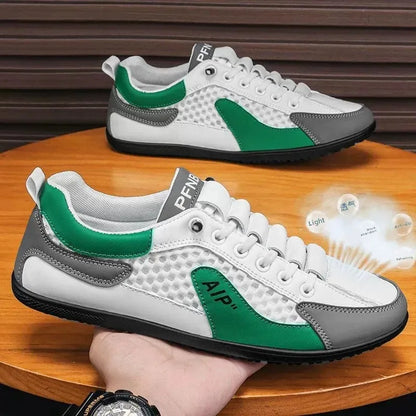 Men's Slip-On Lace-Up Casual Sports Shoes Breathable Mesh Unisex Spring Autumn Season Low Cut Flat Footwear Quick Easy Wear