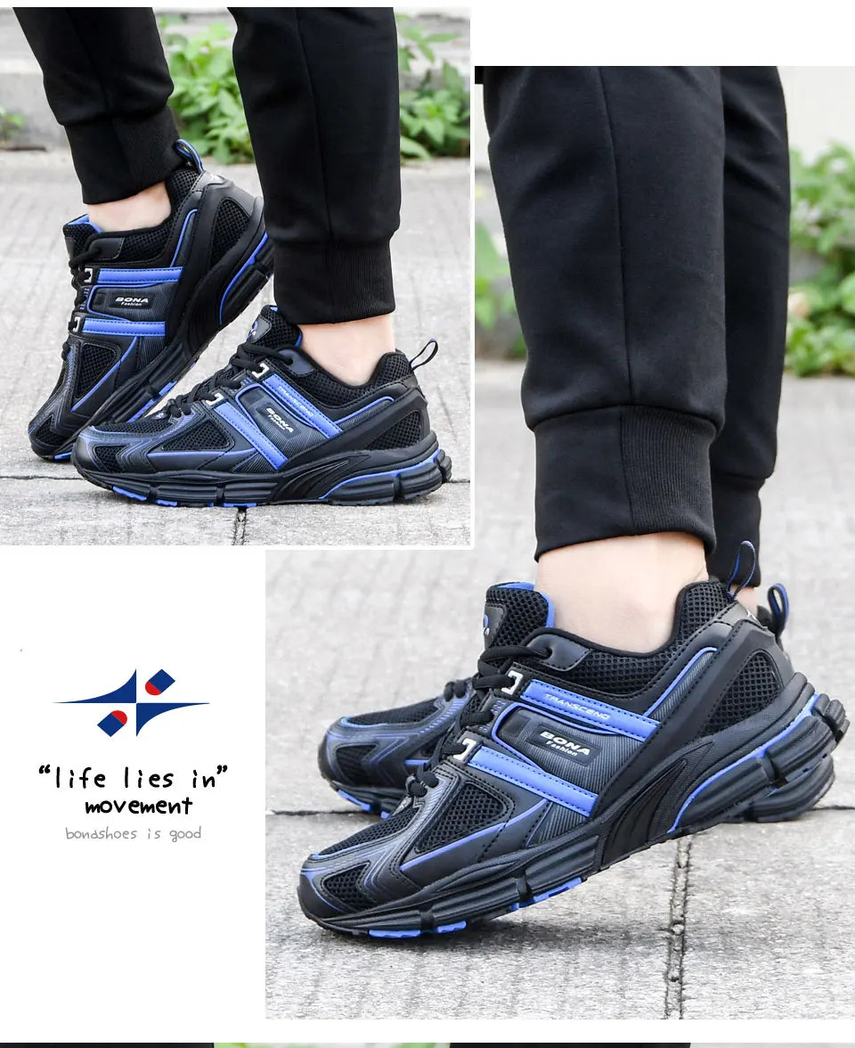 BONA 2023 New Designers Light Running Jogging Mesh Shoes Breathable Comfortable Men Sneaker Casual Outdoor Sport shoes Man Mesh