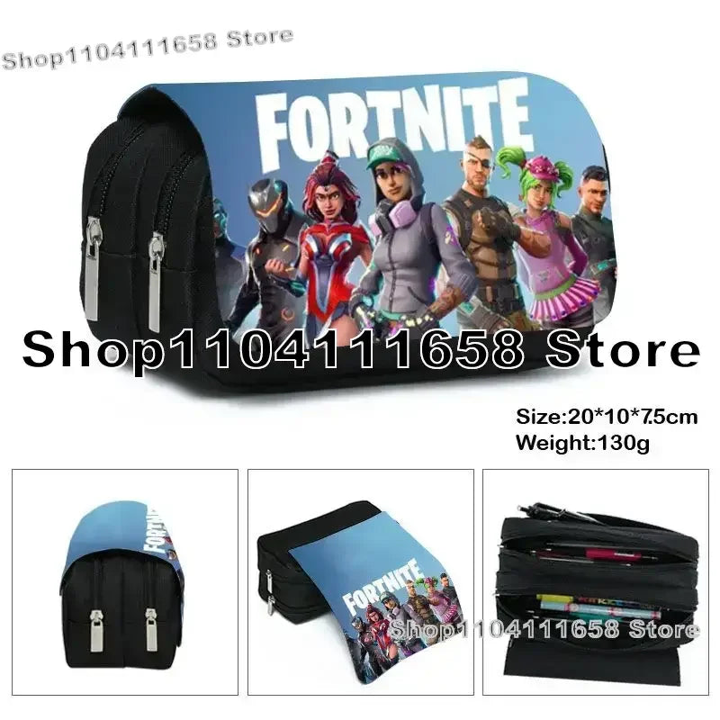 Fortnited Trousse Large Capacity Waterproof Velcro Pencil Case Student Black Estuche Stationery School Pennenzak Supplies