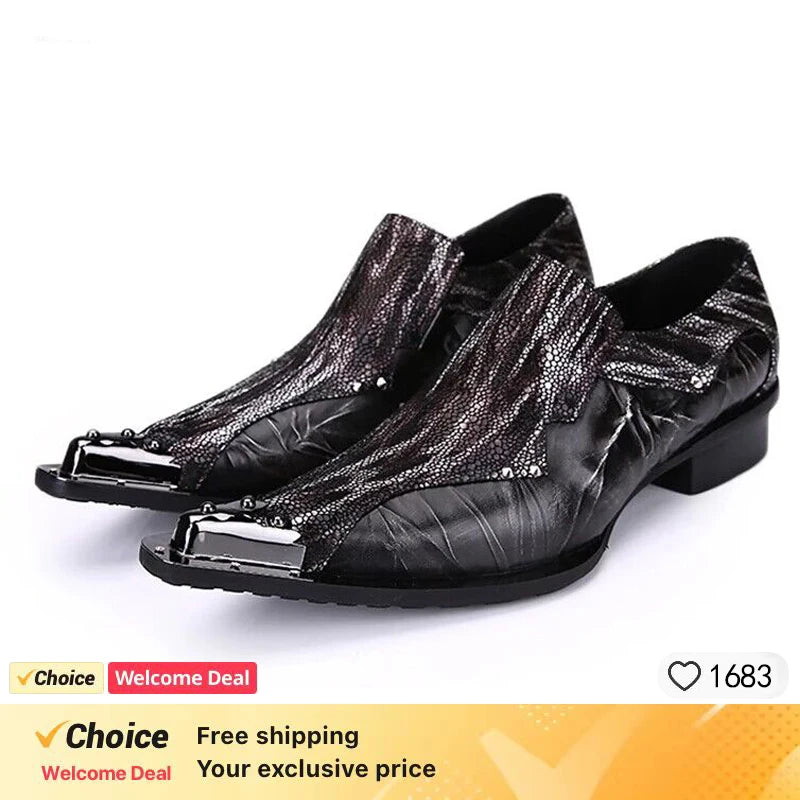 Men Luxury White Gold Metal Toe Oxford Elegant Loafers Slip On Dress Shoes Formal Wedding Party PU Leather Shoes Size 38-46