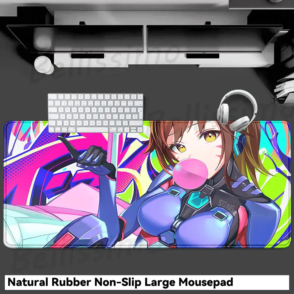 Acessórios Gaming O-Overwatch D-D.va Tapete de Rato Grande para Teclado e Rato, Deskmat XXL Estendido para PC, Tapete Gamer