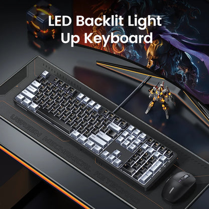 Teclado Mecânico UGREEN 108 Teclas PBT Teclado com Fio Switch Red Russo/Coreano/EN para Desktop Portátil Windows Mac OS Gaming