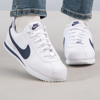 Nike Cortez Basic Sl Synthetic Leather Versatile Trendy Wear-Resistant Low-Top Casual Shoes White and Blue 904764-106