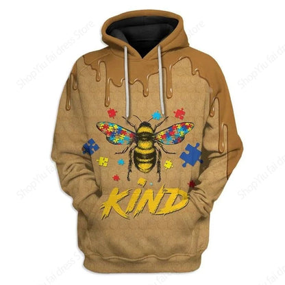 Vintage Hoodies For Men Wolf Bee Animal Pattern 3D Print Hoodie Men Fashion Hoodie Sweatshirt Boy Coat Women Sweat 6XL Tracksuit