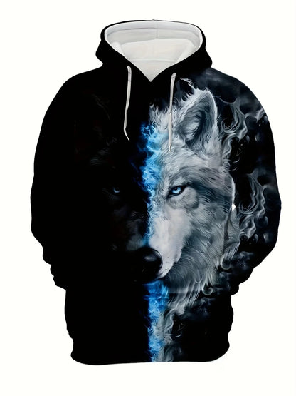 Animal Wolf graphic Men's Fashion 3D Print Outdoor Hoodie Streetwear Hoodies Hooded Front Pocket Designer Hoodie Sweatshirt
